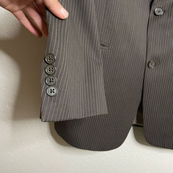 Hart Schaffner Marx Gold Trumpeter Blazer 40R Loro Piana Brown Pinstripe Jacket - Picture 4 of 8